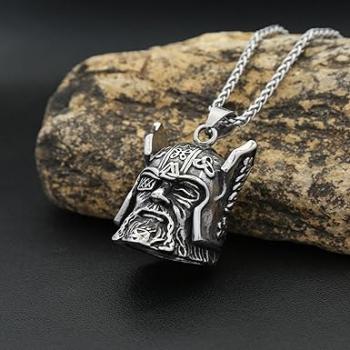 Vintage Edelstahl-Anhänger mit einäugigem Wikinger-Krieger, Glocke, Punk-Halskette mit antikem Kriegerhelm, Amulett